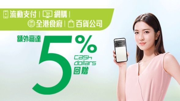 日日狂賞 高達5% Cash Dollars 回贈 或8X yuu 積分 獎賞